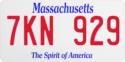 MA license plate 7KN929
