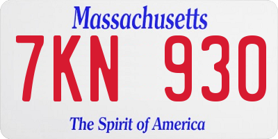 MA license plate 7KN930
