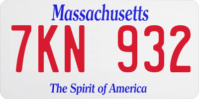 MA license plate 7KN932