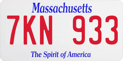 MA license plate 7KN933