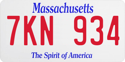 MA license plate 7KN934