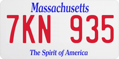 MA license plate 7KN935