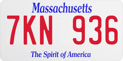 MA license plate 7KN936