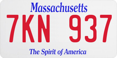 MA license plate 7KN937