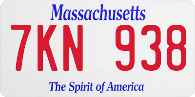 MA license plate 7KN938