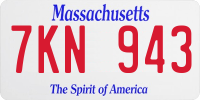MA license plate 7KN943