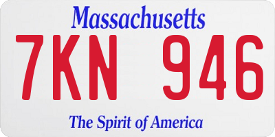 MA license plate 7KN946