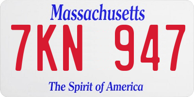 MA license plate 7KN947