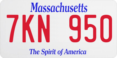 MA license plate 7KN950