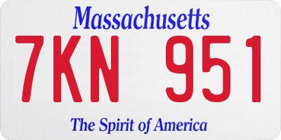 MA license plate 7KN951