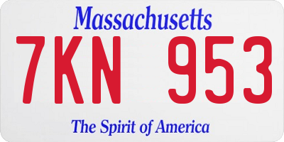 MA license plate 7KN953