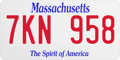 MA license plate 7KN958