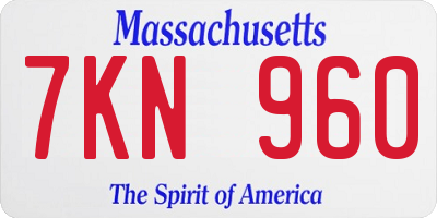 MA license plate 7KN960