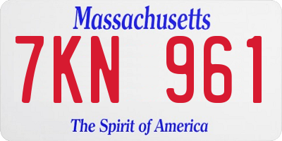 MA license plate 7KN961