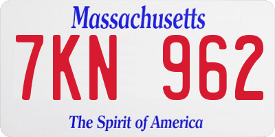 MA license plate 7KN962