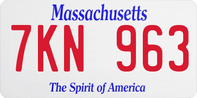 MA license plate 7KN963