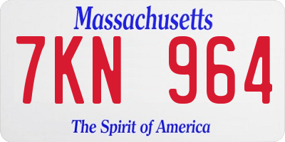 MA license plate 7KN964