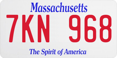 MA license plate 7KN968