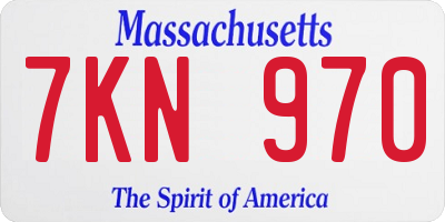 MA license plate 7KN970