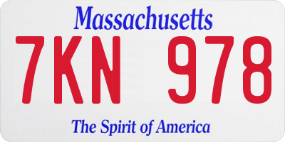 MA license plate 7KN978