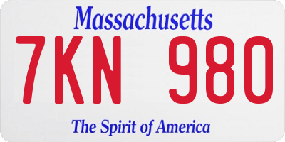MA license plate 7KN980