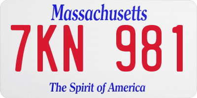MA license plate 7KN981
