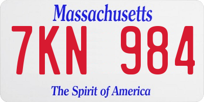 MA license plate 7KN984