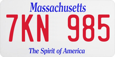 MA license plate 7KN985