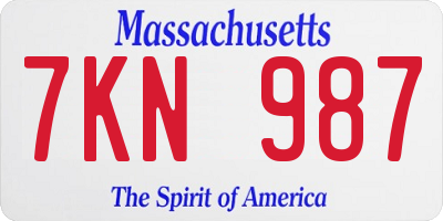 MA license plate 7KN987