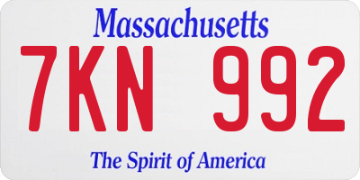 MA license plate 7KN992