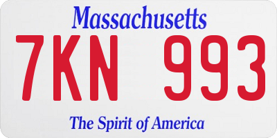 MA license plate 7KN993
