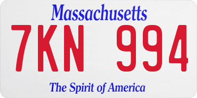 MA license plate 7KN994