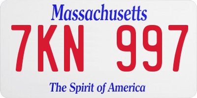 MA license plate 7KN997