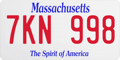 MA license plate 7KN998