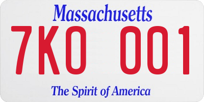 MA license plate 7KO001