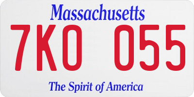 MA license plate 7KO055