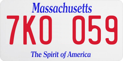MA license plate 7KO059