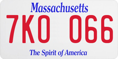 MA license plate 7KO066