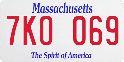 MA license plate 7KO069