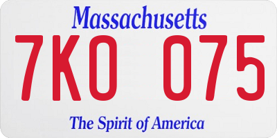 MA license plate 7KO075