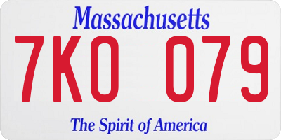 MA license plate 7KO079