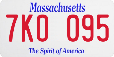 MA license plate 7KO095