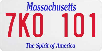 MA license plate 7KO101