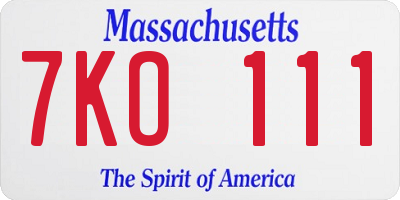 MA license plate 7KO111