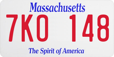 MA license plate 7KO148
