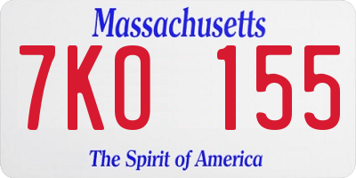 MA license plate 7KO155