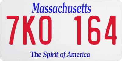MA license plate 7KO164
