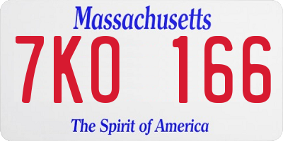 MA license plate 7KO166