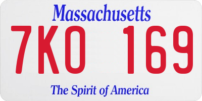 MA license plate 7KO169
