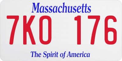 MA license plate 7KO176